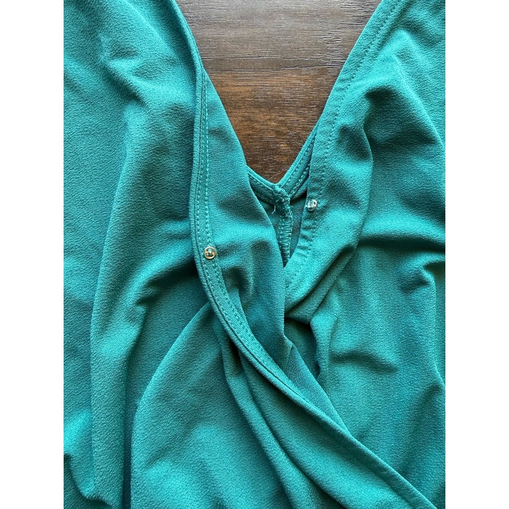Ava & Viv Dress Teal Green Faux Wrap V Neck Elastic Waist Flowy Plus Size 1X - Picture 6 of 7